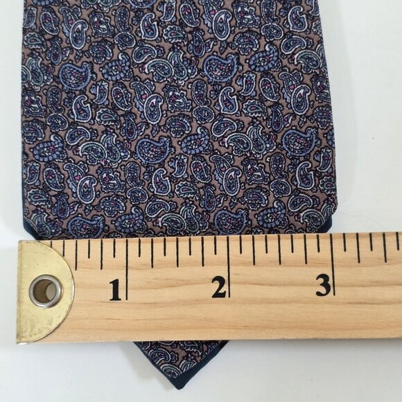 Diva Pure Silk Tie Lot of 2 Italy AOP Geo Tiny Paisley Preppy W3 L56.5-58 Inches - Picture 8 of 13